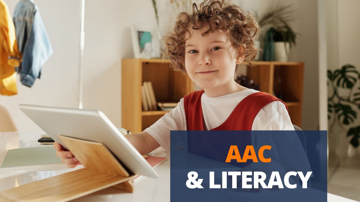 child studying with AAC